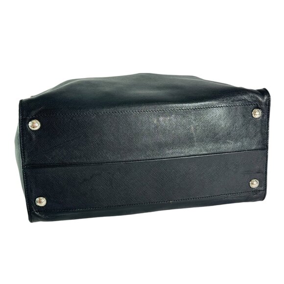 PRADA Authentic Front Logo Black Leather Saffiano Tote Bag Made in Italy - Picture 5 of 14